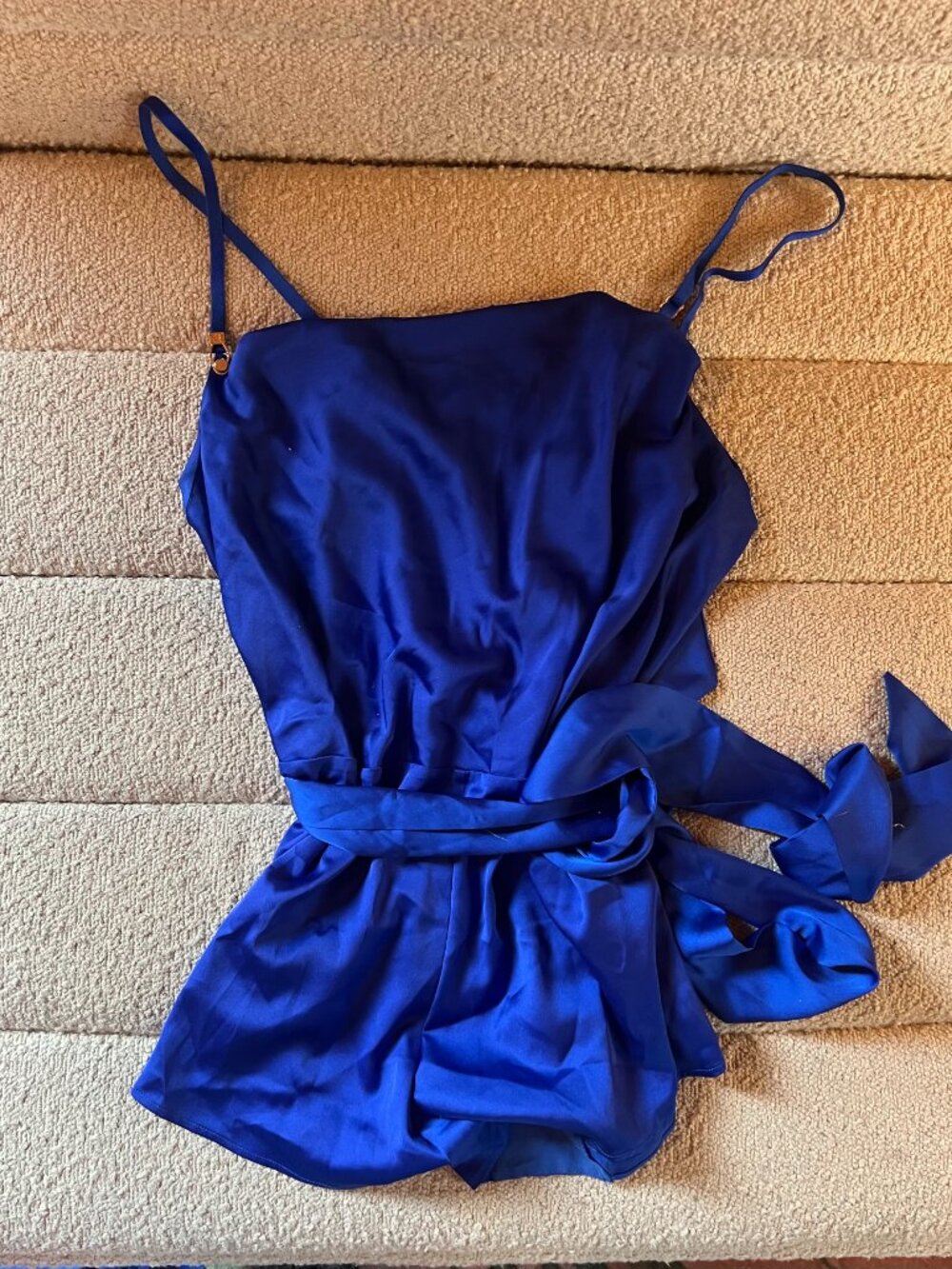 Honey Birdette Melissa Royal Blue Satin Romper Teddy Size M